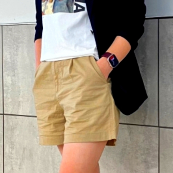 🦋 Uniqlo Linen Blend Shorts Tan Flat Front with Relaxed Fit - Picture 1 of 8
